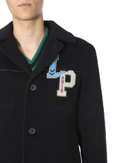 Shop Lanvin Embroidered Coat In Blu
