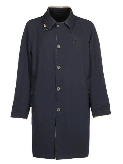 Shop Lanvin Trench Coat In Medium Brown/dark Blue