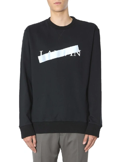 Shop Lanvin Crew Neck Sweatshirt In Nero