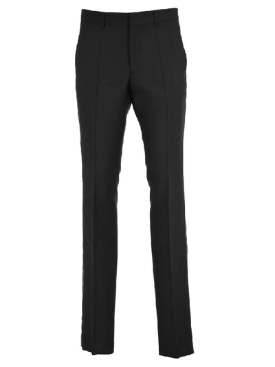 Shop Burberry Side Logo Bands Trousers In Black