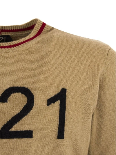 Shop N°21 Camel-tone Virgin Wool Sweater In Cammello+rosso