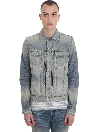 Shop Amiri Mx2 Denim Jkt Casual Jacket In Cyan Denim