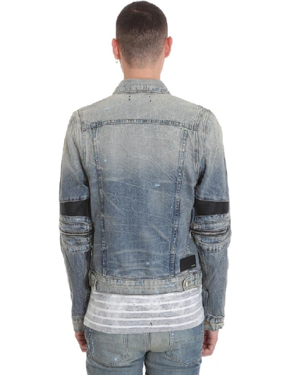 Shop Amiri Mx2 Denim Jkt Casual Jacket In Cyan Denim