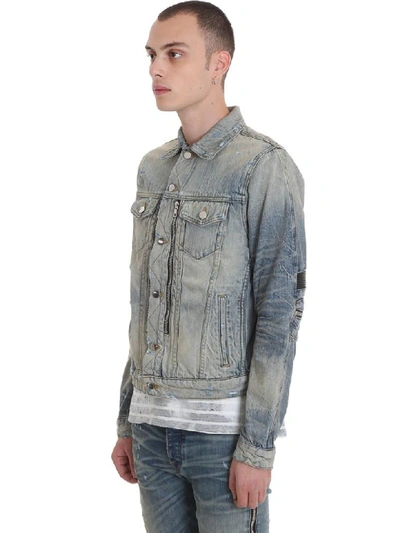 Shop Amiri Mx2 Denim Jkt Casual Jacket In Cyan Denim