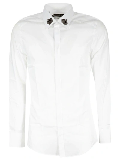 Shop Dolce & Gabbana Crown Embroidered Shirt In White