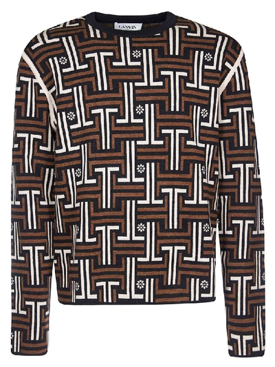 Shop Lanvin Monogram Crewneck Sweater In Black
