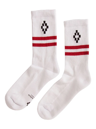 Shop Marcelo Burlon County Of Milan County Of Milan Logo Knit Socks In Bianco