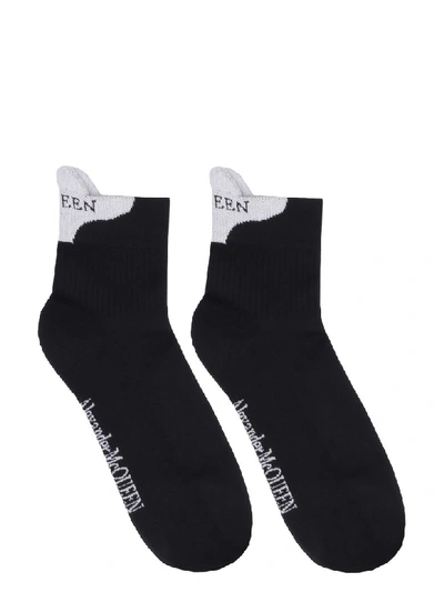 Shop Alexander Mcqueen Cotton Socks With Logo In Black