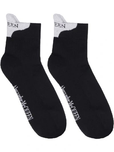 Shop Alexander Mcqueen Cotton Socks With Logo In Black