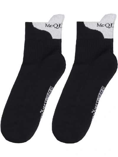 Shop Alexander Mcqueen Cotton Socks With Logo In Black