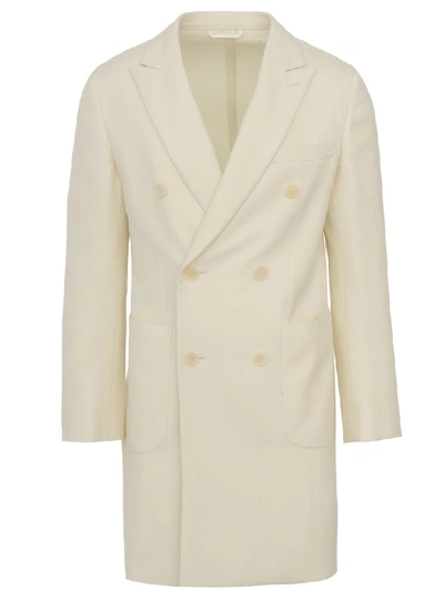 Shop Brioni Coat In Ivory