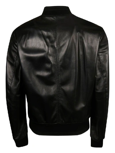 Shop Dolce & Gabbana Zipped Leather Jacket In Black