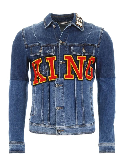 Shop Dolce & Gabbana King Denim Jacket In Variante Abbinata (blue)