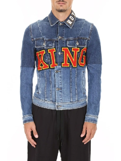 Shop Dolce & Gabbana King Denim Jacket In Variante Abbinata (blue)