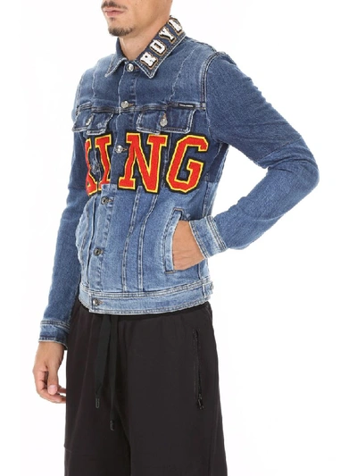 Shop Dolce & Gabbana King Denim Jacket In Variante Abbinata (blue)