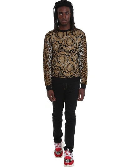 Shop Versace Knitwear In Animalier Wool