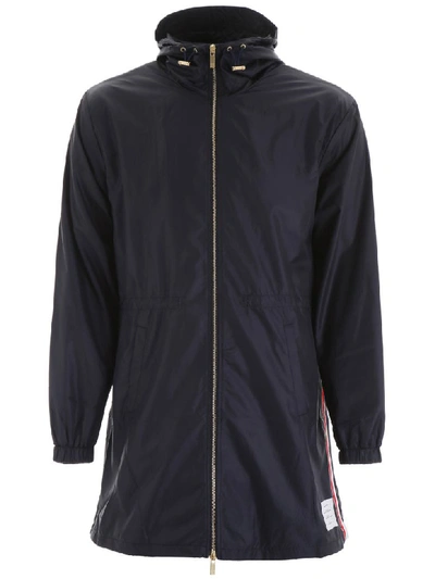 Shop Thom Browne Nylon Parka In Navy (blue)