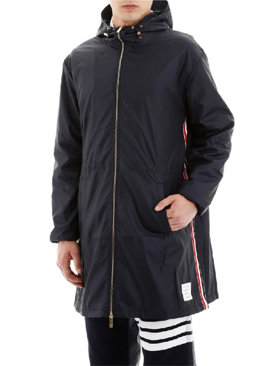 Shop Thom Browne Nylon Parka In Navy (blue)