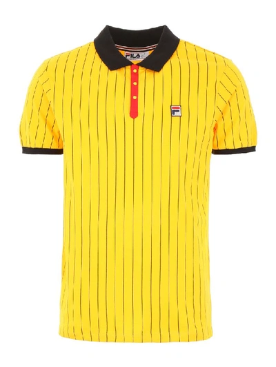 Shop Fila Baseball Borg Polo Shirt In Gold Fusion (yellow)