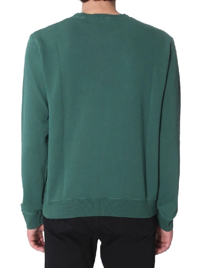 Shop Saint Laurent University Print Sweatshirt In Verde