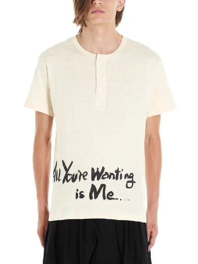 Shop Yohji Yamamoto All Youre Wanting Is Me T-shirt In Beige