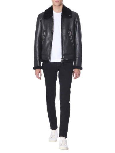 Shop Tom Ford Shearling Jacket In Nero