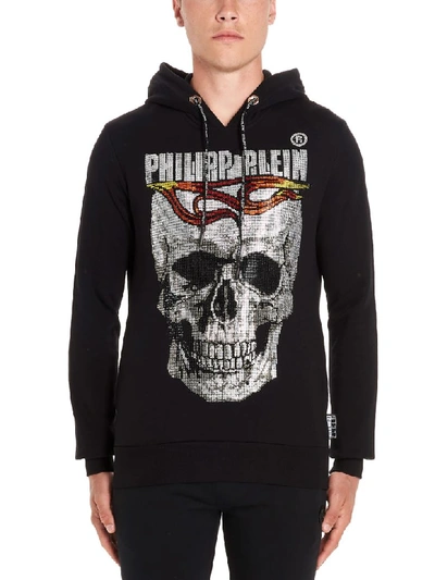 Shop Philipp Plein Flame Hoodie In Black