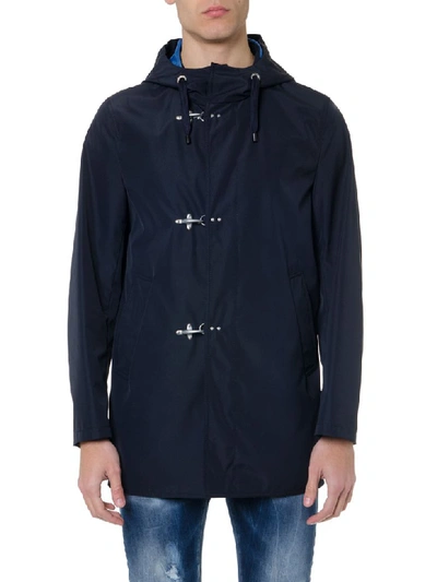 Shop Fay Parka Raincoat In Blue Technical Fabric