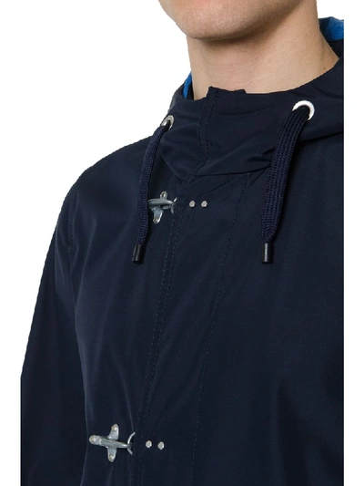 Shop Fay Parka Raincoat In Blue Technical Fabric