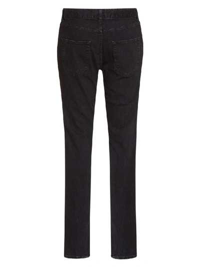 Shop Saint Laurent Saint Lauren Distressed Skinny Jeans In Deep Black Stretch Denim In Nero