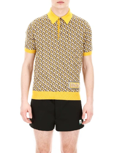 Shop Prada Knit Polo Shirt In Senape (yellow)