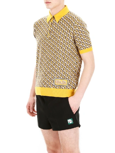 Shop Prada Knit Polo Shirt In Senape (yellow)