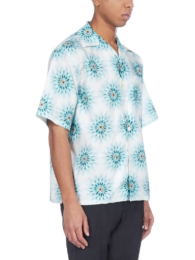 Shop Prada Printed Cotton Shirt In Acqua