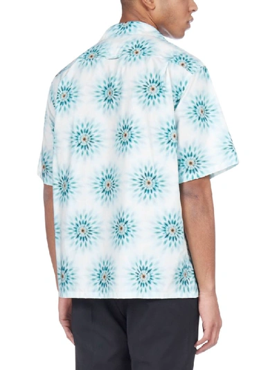 Shop Prada Printed Cotton Shirt In Acqua