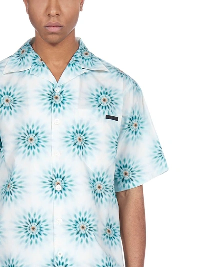 Shop Prada Printed Cotton Shirt In Acqua