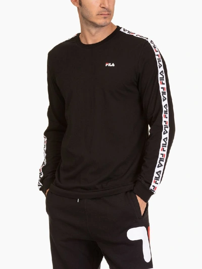 Shop Fila Fabrice Long Sleeve Shirt In Black