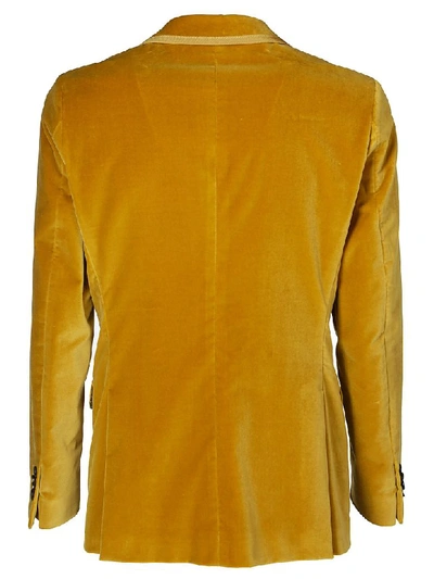 Shop Etro Silk-blended Blazer In Yellow