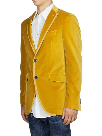 Shop Etro Silk-blended Blazer In Yellow
