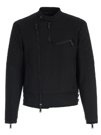 Shop Dsquared2 Jacket Leather Wool Cady In Black