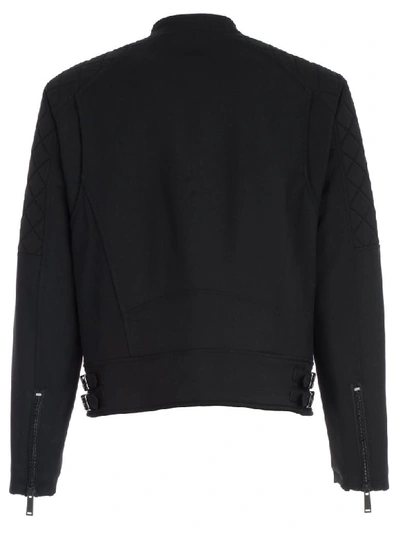 Shop Dsquared2 Jacket Leather Wool Cady In Black