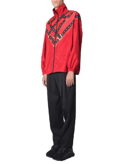 Shop Versace High Neck Jacket In Rosso