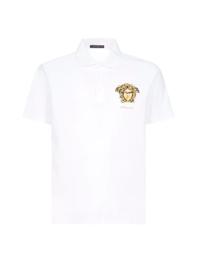 Shop Versace Polo Shirt In Bianco