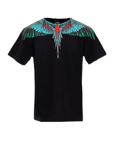 Shop Marcelo Burlon County Of Milan Green Wings T-shirt In Black