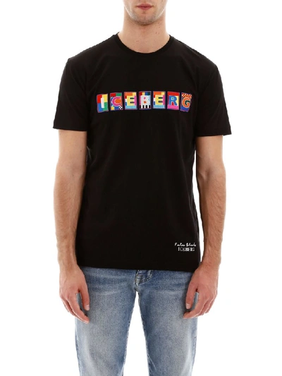 Shop Iceberg Logo T-shirt In Nero (black)