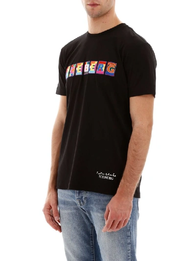 Iceberg X Peter Blake T-shirt With Multicolor Logo Patch In Nero (black)