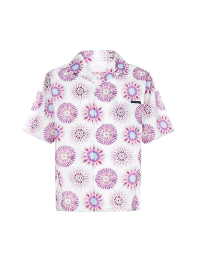 Shop Prada Printed Cotton Shirt In Glicine