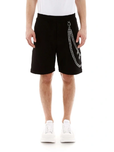 Shop Alexander Mcqueen Shorts With Embroidery In Black Mix (black)