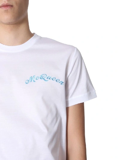 Shop Alexander Mcqueen T-shirt With Embroidered Logo In Bianco