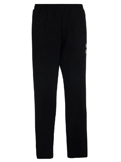 Shop Off-white Pinstripe Trousers In Black