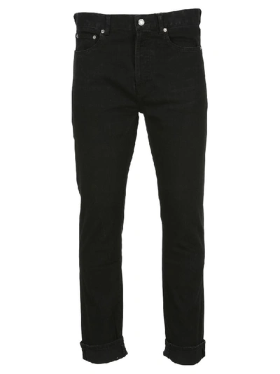 Shop Saint Laurent Straight Leg Jeans In Deep Black
